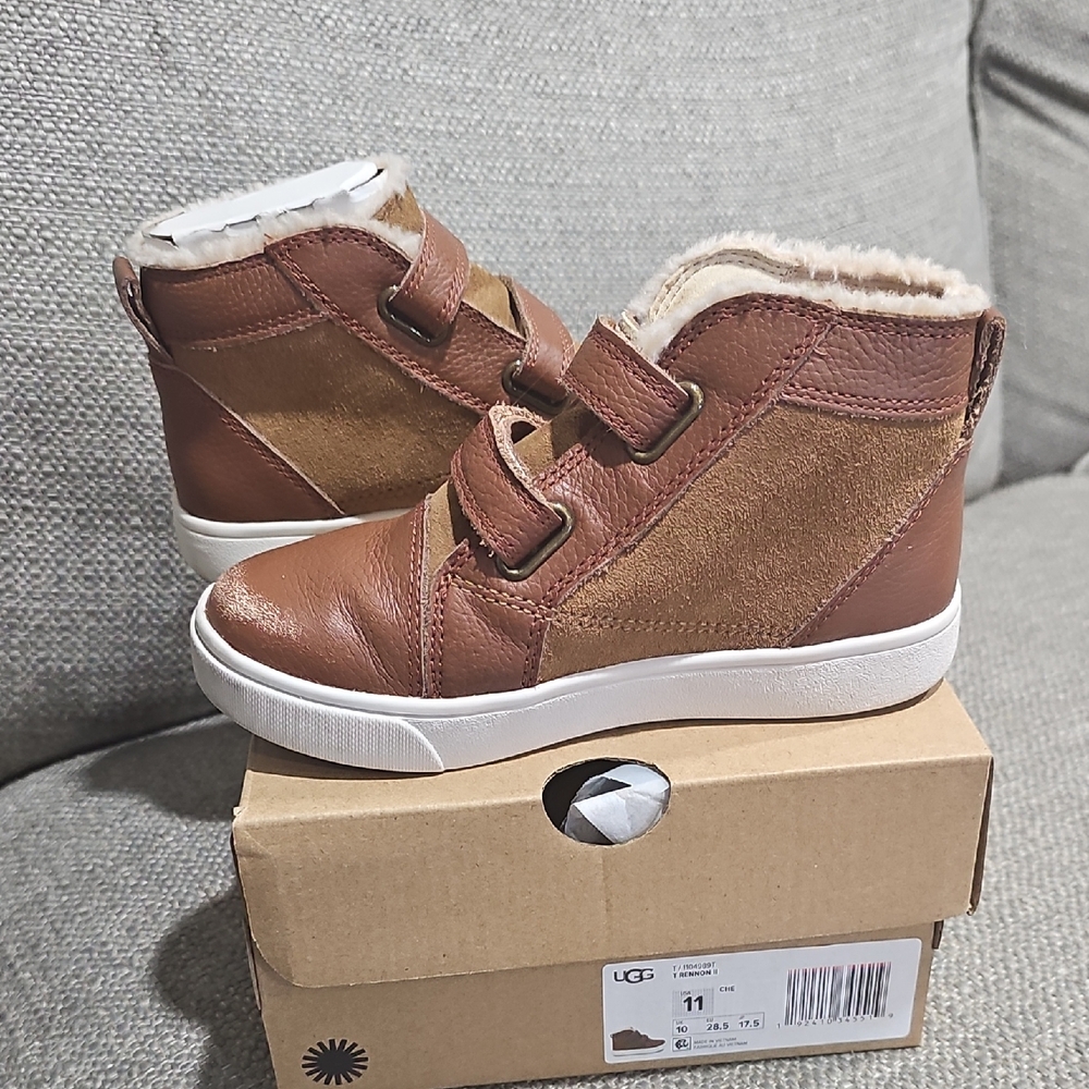 UGG Kids Tan and Brown High-Top Sneakers